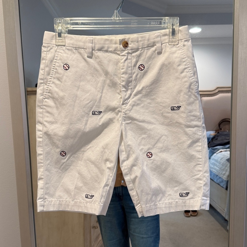 Vineyard vines boys adjustable waistline whale and baseball short, size 14 (42)